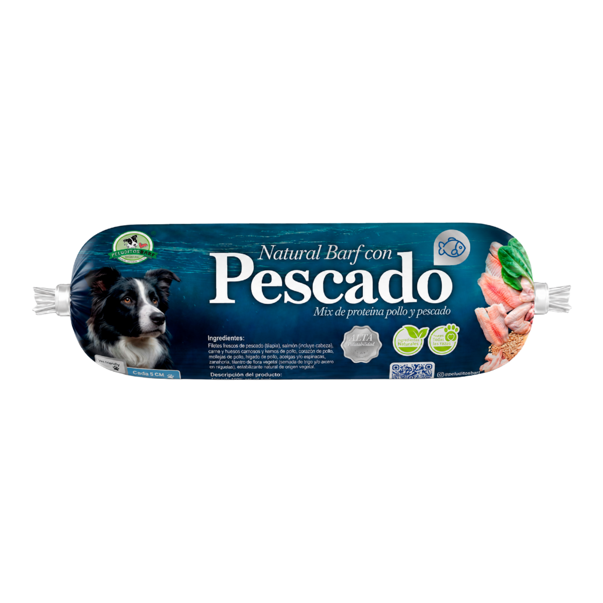 7 Barras de Natural BARF con Pescado 500 gr - Imagen 2